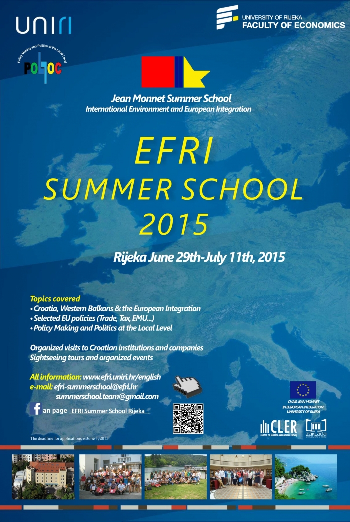 the 11th Jean Monnet International Summer School at the Faculty of Economics, University of Rijeka, Croatia(June 29-July 11, 2015)